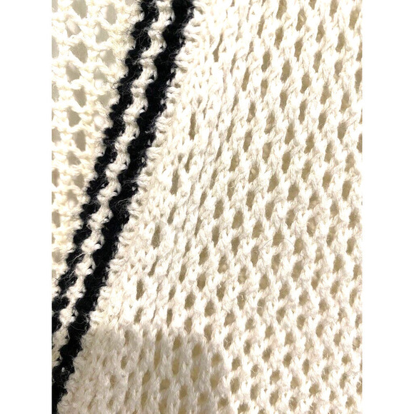 American Eagle Cardigan Women Beige Medium Button Up Crochet Sweater Knit - Picture 2 of 6